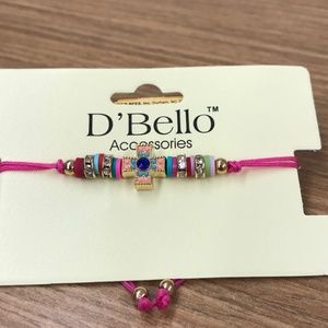 NWOT Bright Jewel Tone Pink Cross Bracelet D'Bello